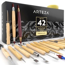 Pottery &amp; Polymer Clay Tools, 42-Piece Sculpting Set, Steel Tip Tools With Woode - £51.14 GBP