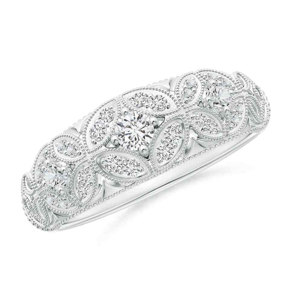 ANGARA Vintage Diamond Floral Anniversary Ring in 14K Gold (HSI2, 0.33 Ctw) - $1,363.12