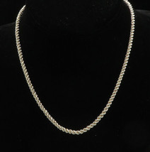 925 Sterling Silver - Vintage Shiny Minimalist Rope Twist Chain Necklace- NE3407 - £93.32 GBP