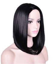 Synthetic Hair Bob Wig Straight Full Black/Dark Brown Wig Side Bangs Cosplay - $19.00