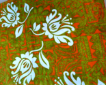 Vintage Hawaiian Orange Green White Barkcloth Cotton Fabric 44&quot; x 3 Yds - £31.31 GBP