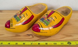 Paire Vintage Bois &#39; Clogs &#39; - Sabots Dutch Main Peint Holland Decor Hk - £39.87 GBP