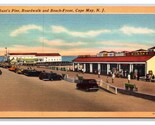 Hunt&#39;s Pier Boardwalk Beach Front Cape May New Jersey NJ Linen Postcard N21 - $2.92