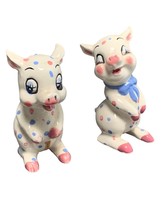 Vintage Ceramic Polka Dot Pig Salt &amp; Pepper Shakers Set Japan - £14.19 GBP