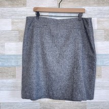 Talbots Classic Wool Tweed Pencil Skirt Gray Herringbone Lined Career Womens 16 - £37.01 GBP