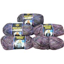 Lion Brand Moonlight Mohair Purple Mountains GLITTERY Lot of 6 Skeins New - £47.06 GBP
