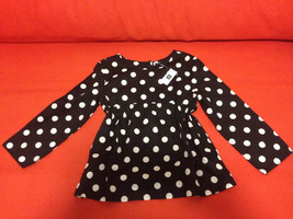 GAP Kids Girls Babydoll Black White Polka Dot Long Sleeve Cotton Blouse ... - $19.79