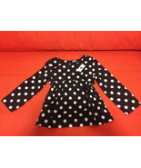 GAP Kids Girls Babydoll Black White Polka Dot Long Sleeve Cotton Blouse ... - $19.79