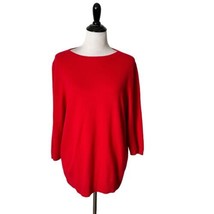 Talbots Women Plus 1X Red Sweater 100% Pure Cashmere 3/4 Sleeve Pullover - $29.69