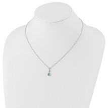 Sterling Silver Rhodium-plated White Ice Blue Topaz and Diamond Necklace 18&quot; - £84.07 GBP