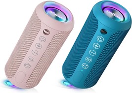 Ortizan Pink &amp; Blue Portable Bluetooth Speaker, Ipx7 Waterproof, Dual Pairing - $87.99