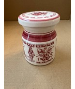 Vintage Hand Painted Delft Holland Mustard Jar w Lid Cork Red &amp; White 3.... - $31.22 CAD