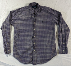 Ralph Lauren Button Up Front Kid&#39;s Sz Medium 12/14 Purple Long Sleeve Shirt Boys - £11.77 GBP