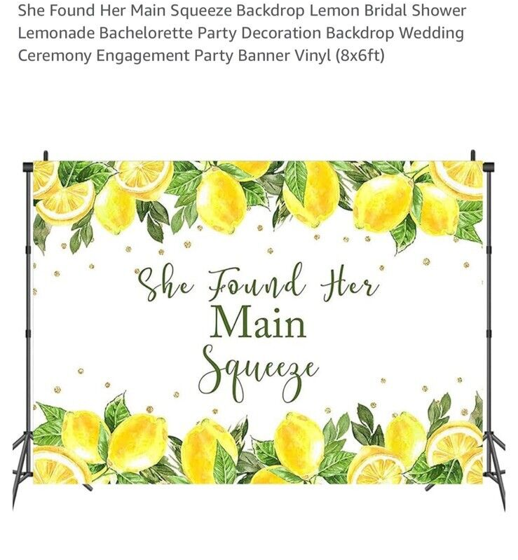 Mocsicka She Found Her Main Squeeze Backdrop Lemon Bridal Shower Lemonad... - $19.68