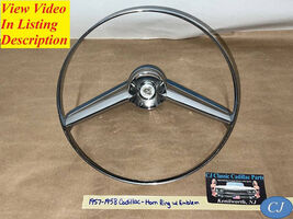 OEM 1957-1958 CADILLAC STEERING WHEEL HORN RING WITH EMBLEM &amp; SPRING CON... - $247.49