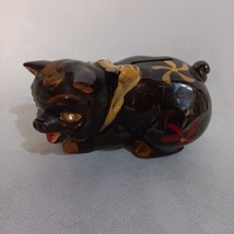 Vintage Piggy Bank Hand Painted Fred Roberts &quot;For That Cadillac&quot; Padlock W/ Key - £15.94 GBP