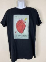 NWOT Pop Threads Men Size M Black El Corazon Heart Loteria T Shirt Short... - $9.50