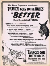 Francis Goes to the Races ORIGINAL Vintage 1951 9x12 Industry Ad Donald O&#39;Connor - £22.19 GBP