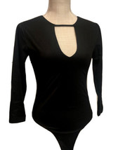 Basic Black Bodysuit Victoria&#39;s Secret Sport Keyhole V Neck Thong Small NEW - £14.22 GBP