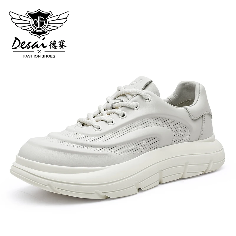 Classic Brand Designer Men&#39;s Luxury Sneakers Full Grain Leather Lace-Up ... - $144.55