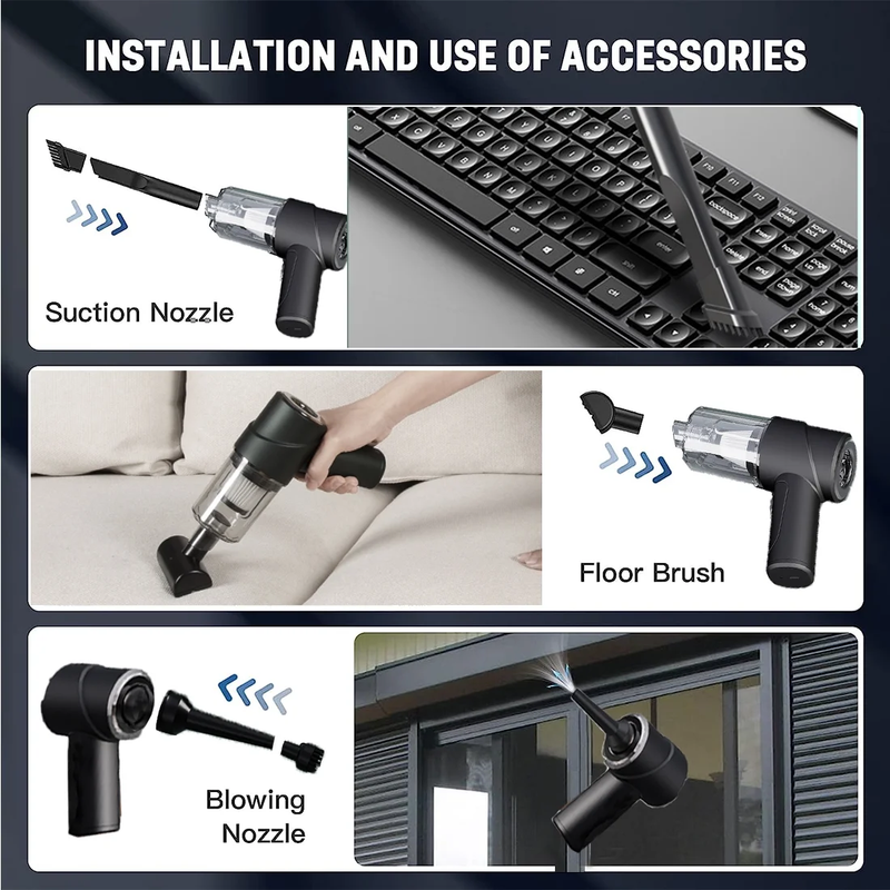 6000PA Powerful Car Vacuum Cleaner, Handheld Vacuum Cordless, 120W Mini Hand Hel Item image 6