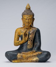 Bouddha - Ancien Khmer Style Assis Bois Statue de Bouddha Teaching Mudra - - £386.32 GBP