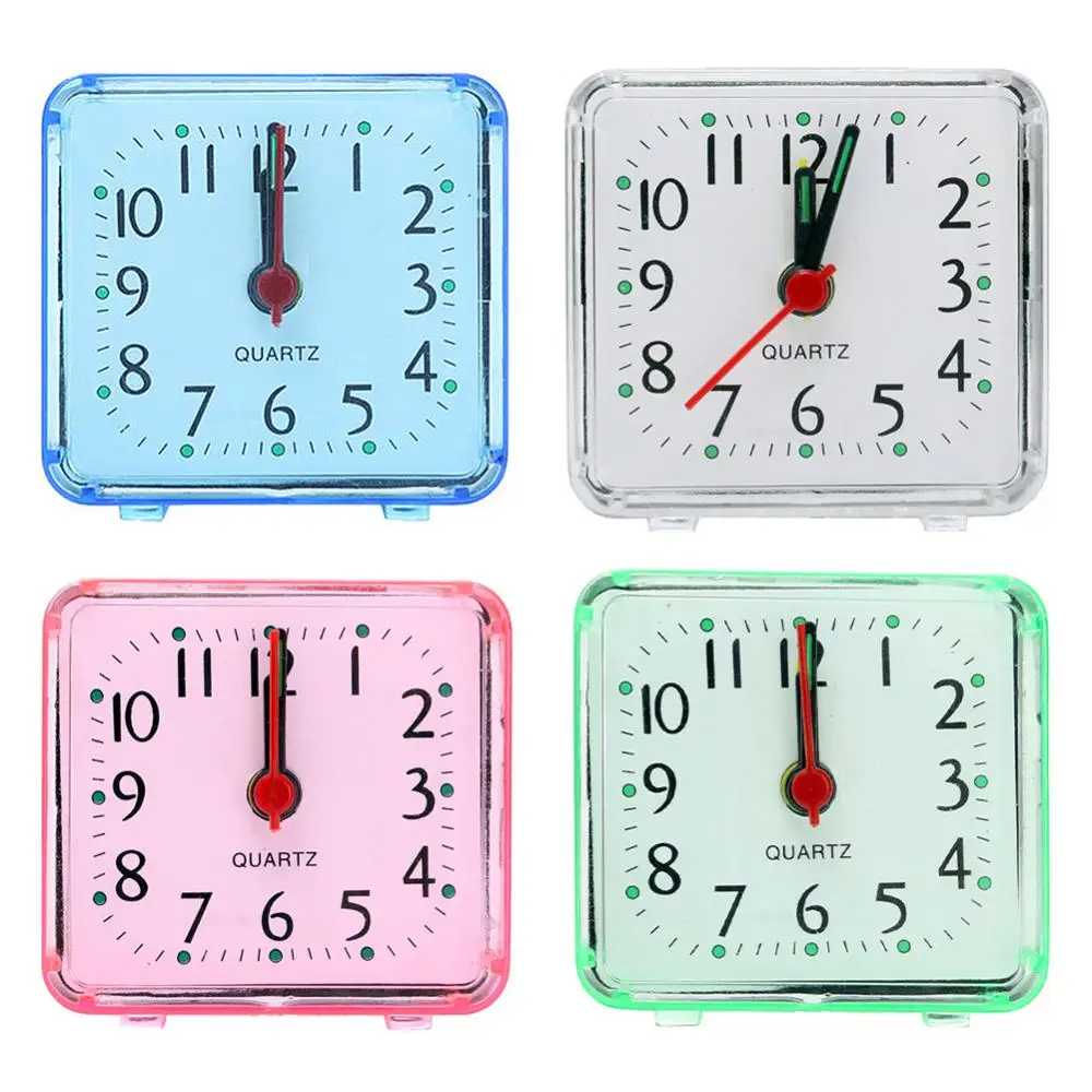 Square Small Bed Alarm Clock Transparent Case Compact Travel Clock Mini ... - $9.41+
