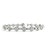 Authenticity Guarantee 
Geometric Halo Diamond Tennis Bracelet 14K White... - £6,807.00 GBP