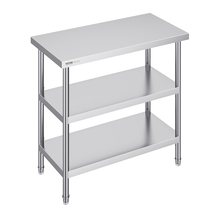 VEVOR Stainless Steel Work Table 18x36x34 in, 3 Storeys, 2 Adjustable Un... - $117.99