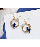 Blue Cat Earrings, Cat Earrings, Cat Dangle Earrings, Black Cat Earrings... - £20.97 GBP