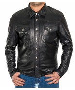 Leather Jacket Shirt Men&#39;s Men Full Sleeve Soft Motorcycle Soft Vintage ... - $2,566.69 MXN