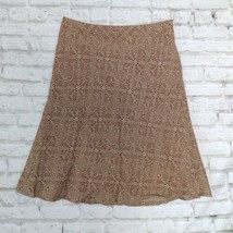 East 5th Skirt Womens 12P Brown Geometric Damask Linen Blend A Line Flounce - $18.00