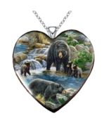 Family of Bears Heart Pendant Necklace - New - £13.36 GBP