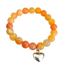 Orange Jade Beaded Stretch Bracelet - £10.34 GBP