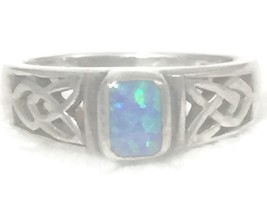 Celtic Opal Ring Sterling Silver Irish Knots Ring Size 7.50 Women Thumb ... - $37.62