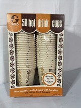 Vtg Solo 50 Hot Drink Cups. NOS. Gold Brown Plastic Lined. Fold Handles. Sealed - £30.16 GBP