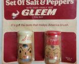 Vintage NIP Gleem Wooden Salt &amp; Pepper Shaker Set Salty &amp; Peppy - £9.38 GBP