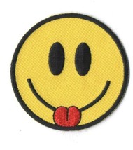 Smiley Face Sticking Tongue Out Iron On Sew On Embroidered  Patch 2 1/2&quot;X 2 1/2&quot; - £4.00 GBP