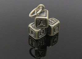 925 Sterling Silver - Vintage Oxidized Stacked Letter Blocks Pendant - PT8209 - £20.23 GBP