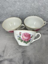 Lot Of 3 Vintage Japan Pink Rose Hand Painted Teacups - $19.98