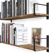 Wallniture Toledo Burnt Set Of 2 Floating Shelves For Wall, Wall Shelf For - £39.07 GBP