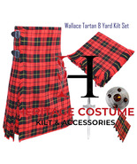 Scottish Traditional Handmade Wallace Tartan 8 yard Kilt For Men&#39;s Custo... - £69.91 GBP+
