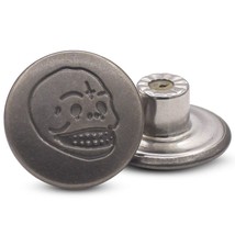 17Mm Skull And Bones Gun Black Jean Buttons No-Sew Tack Buttons Kit - £14.38 GBP