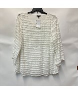 Alfani Women Plus 2X White Fringe Stripe  3/4 Sleeve Lined Blouse RETAG ... - $40.33 CAD