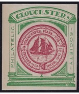 1935 Gloucester Philatelic Society Imperf Green/Red Cinderella / Poster ... - $10.19 CAD