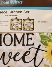 Sunflower Kitchen Set, 4-piece, Towels Pot Holders, Red Truck farmhouse decor image 4