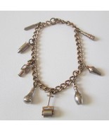 Eight Charms Goldtone Charm Bracelet Bullet Bowling Pin Cocktail Shaker - $22.75