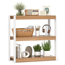 3 Tier Bookshelf Wooden Bookcase with Dual Anti-Tipping Kits-Natural - C... - $78.99