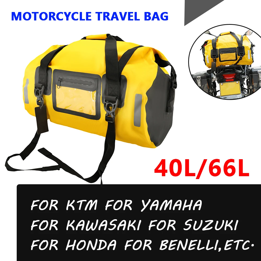 Waterproof Motorcycle Tail Bag Travel Outdoor Dry Luggage Roll Pack Bag 40L 66L - £48.50 GBP+