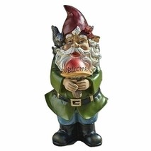 Welcome Garden Gnome Statue Holding Mushroom - £19.66 GBP
